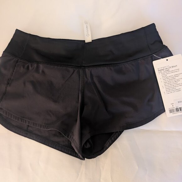 Lululemon Speed Up Low-Rise Lined Short 2.5", Sz 4, Color - Black - Picture 1 of 3